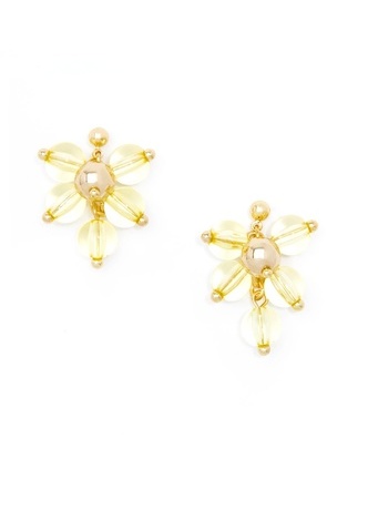 Beaded Lucite Cluster Earring - Bright Orange