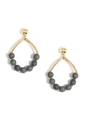 Beaded Metal Drop Earring - Cream