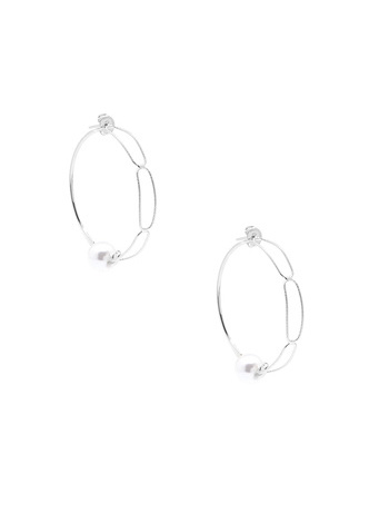 Linked Pearl Hoop Earring