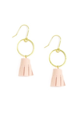 Mini Tassel Hoop Earring - Cream