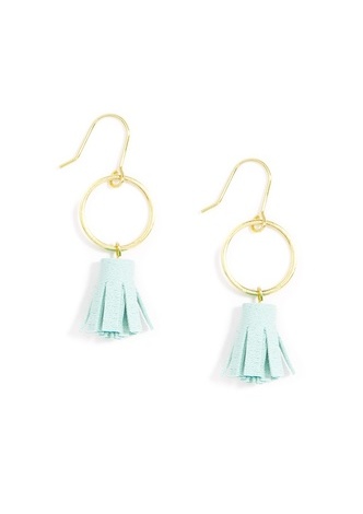 Mini Tassel Hoop Earring - Cream