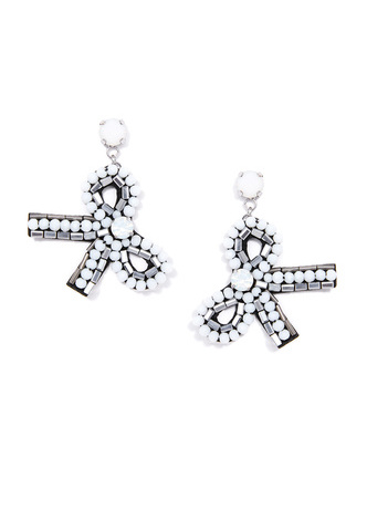 Beaded Crystal Bow Drop Earring