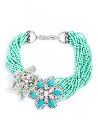 Blooming Beauty Twisted Beaded Necklace - Mint