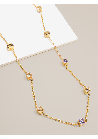Building Blocks Necklace - color is Gold/Purple | ZENZII Wholesale