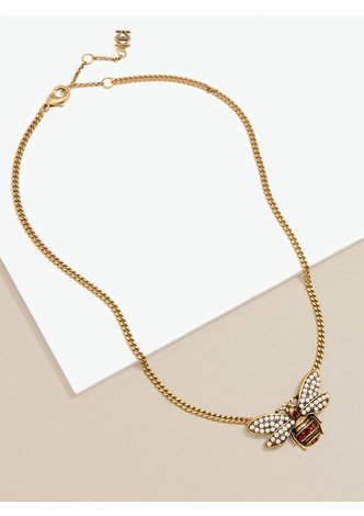 Burnished Metal Bee Collar Necklace - Burnished Gold