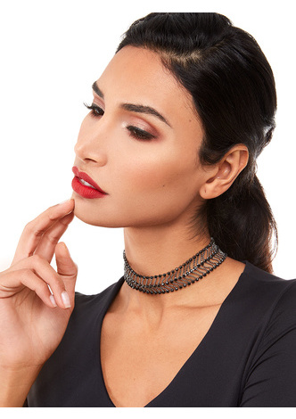 Crystal Noir Choker Necklace  - color is Hematite | ZENZII Wholesale