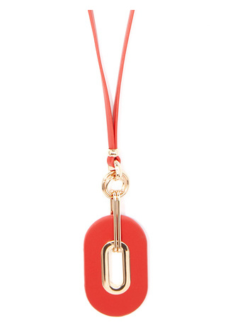 Faux Leather Link Pendant Necklace