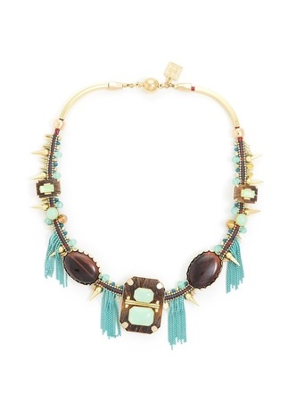 Fringe Stoned Regions Necklace  - color is Mint | ZENZII Wholesale