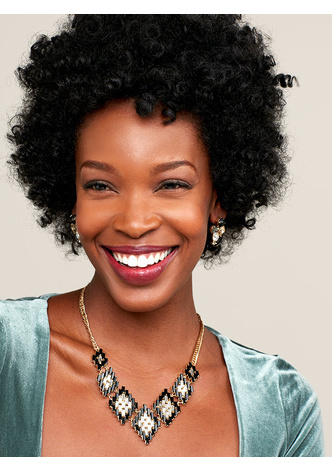 Graduating Crystal Necklace  - color is Jet Black/Clear | ZENZII Wholesale