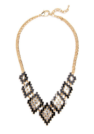 Graduating Crystal Necklace  - color is Jet Black/Clear | ZENZII Wholesale