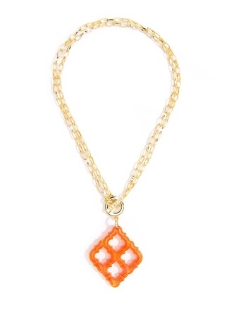 Imperial Lattice Pendant Necklace - Berry