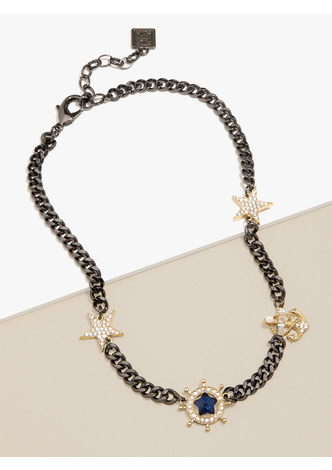 Lost At Sea Necklace  - color is Hematite/Clear | ZENZII Wholesale