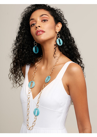 Mariner Chain Long Necklace with <em>Resin</em> Links