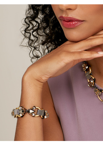 Mixed Metal and Crystal Embellished Bracelet