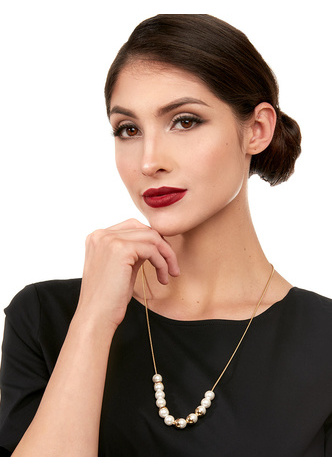Pearls and Platters Necklace  - color is Gold/Pearl | ZENZII Wholesale