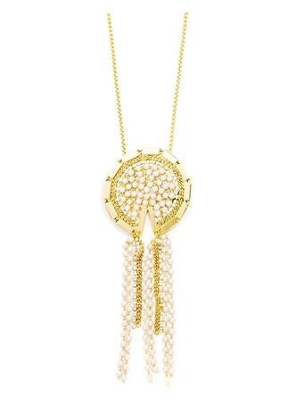 Piece of Pearl Tassel Necklace- gold/pearl