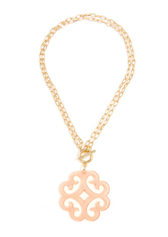 Circular Wave Resin Pendant Double Link Chain Necklace