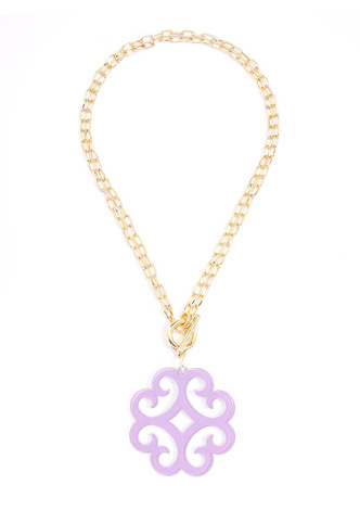 Circular Wave Resin Pendant Double Link Chain Necklace