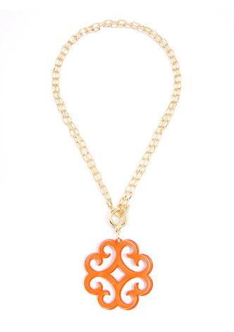 Circular Wave Resin Pendant Double Link Chain Necklace