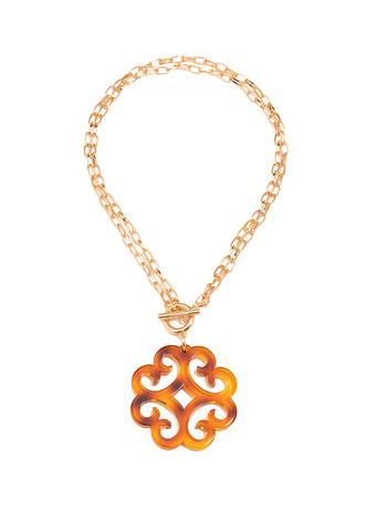 Circular Wave Resin Pendant Double Link Chain Necklace