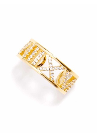 Crystal Cut-Out Ring - gd/clr