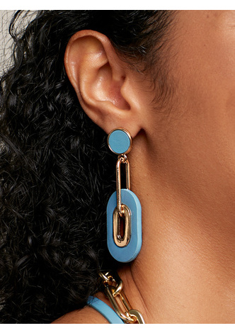 Faux Leather Link Drop Earring