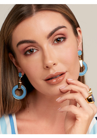 Faux Leather Round Door Knocker Earring