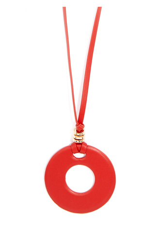 Faux Leather Round Pendant Necklace