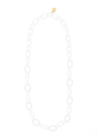 Glass Bead and Resin Link Long Necklace