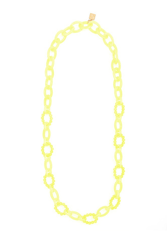 Glass Bead and Resin Link Long Necklace