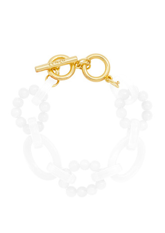 Glass Bead and Resin Link Toggle Bracelet