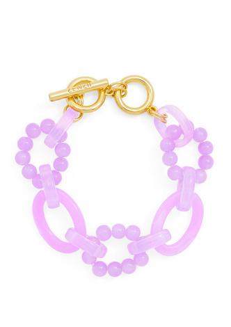 Glass Bead and Resin Link Toggle Bracelet