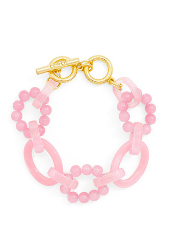 Glass Bead and Resin Link Toggle Bracelet