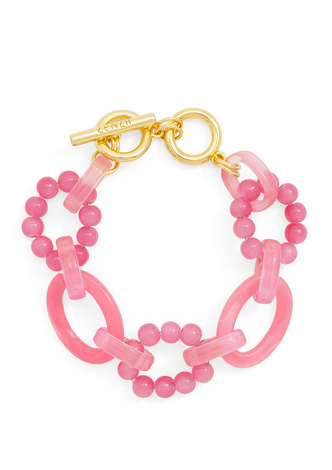 Glass Bead and Resin Link Toggle Bracelet