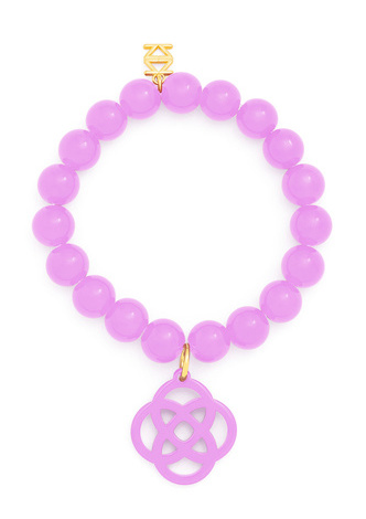 Glassbead Bracelet with Resin Quatrefoil Charm