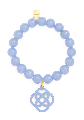 Glassbead Bracelet with Resin Quatrefoil Charm