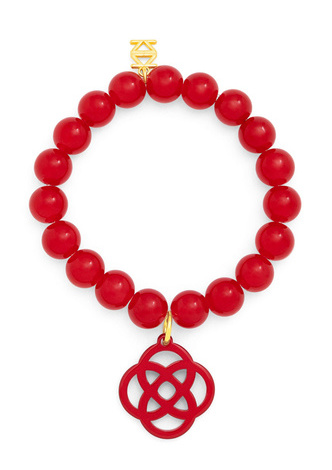 Glassbead Bracelet with Resin Quatrefoil Charm