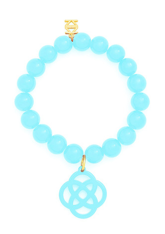 Glassbead Bracelet with Resin Quatrefoil Charm
