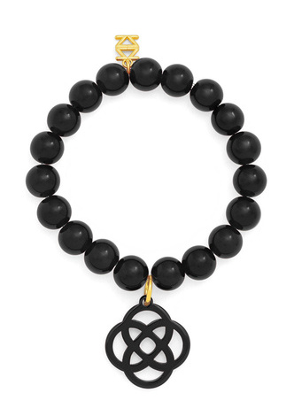 Glassbead Bracelet with Resin Quatrefoil Charm