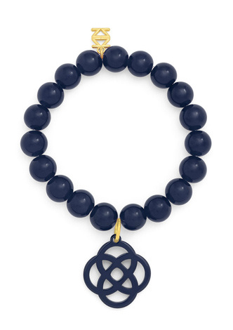 Glassbead Bracelet with Resin Quatrefoil Charm