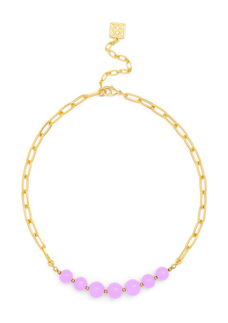 Glassbead Metal Link Collar Necklace