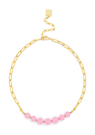 Glassbead Metal Link Collar Necklace