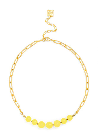 Glassbead Metal Link Collar Necklace