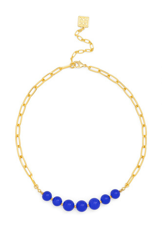 Glassbead Metal Link Collar Necklace