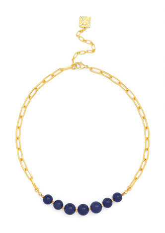 Glassbead Metal Link Collar Necklace