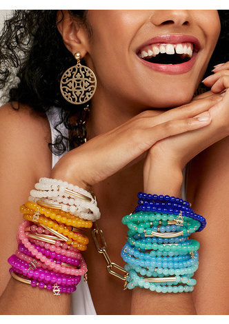 Glossy and Gold Beaded Wrap Bracelet