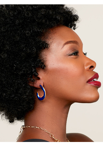 Gold and Enamel Hoop Earring