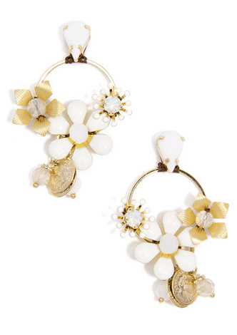 Handmade Flower & Crystal Drop Earring