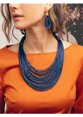 Layered Leather Rope Collar Necklace