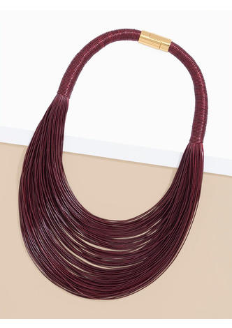 Layered Leather Rope Collar Necklace
